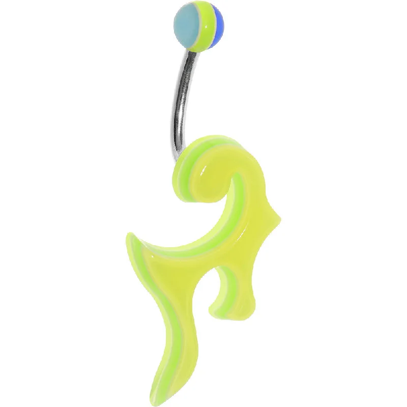 Designer Belly Rings with Custom Features -Yellow Acrylic Multi Layered Tribal Scroll Belly Ring Designer Belly Rings with Custom Features -Yellow Acrylic Multi Layered Tribal Scroll Belly Ring