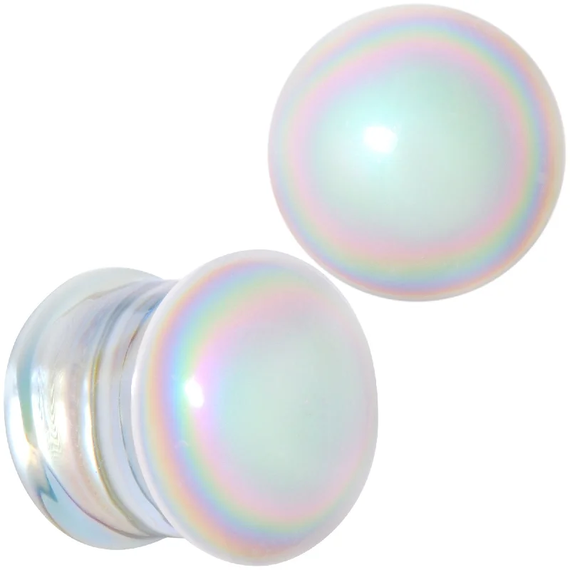 Women's Earrings – Elegant Designs for Every Personality--7/16 White Glass Radical Radiance Double Flare Plug Set