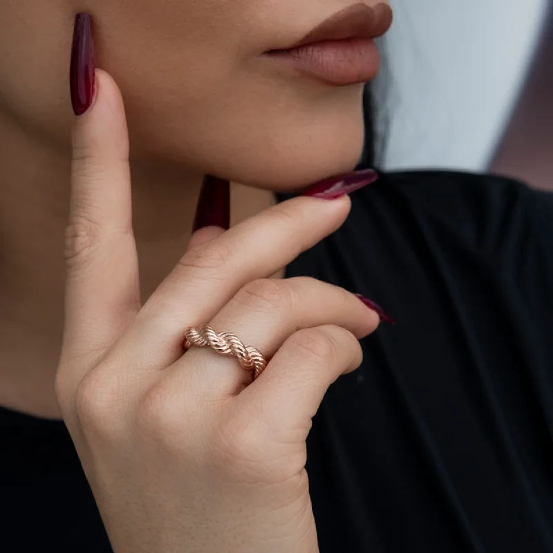 Chic Women's Rings for Fashion-Forward Looks-6MM Rope Ring in Rose Gold
