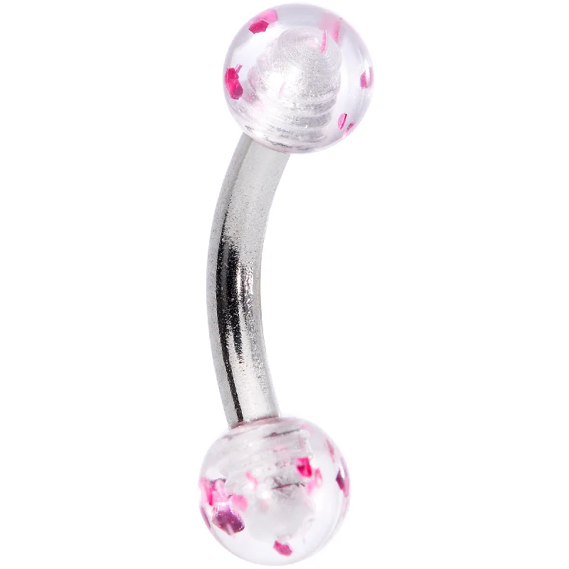 Women's Earrings – Elegant Designs for Every Personality--16 Gauge 1/4 Pink Splatter Curved Eyebrow Ring Women's Earrings – Elegant Designs for Every Personality--16 Gauge 1/4 Pink Splatter Curved Eyebrow Ring