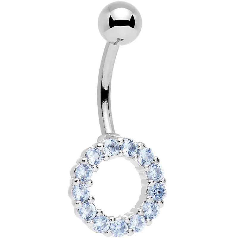 Designer Belly Rings for Exclusive Fashion -Aqua Gem Stainless Steel Hollow Circle Belly Ring Designer Belly Rings for Exclusive Fashion -Aqua Gem Stainless Steel Hollow Circle Belly Ring