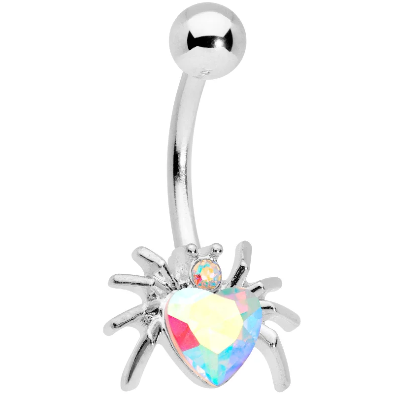 Trendy Belly Rings for Chic Look -Aurora Gem Halloween Heart Spider Belly Ring