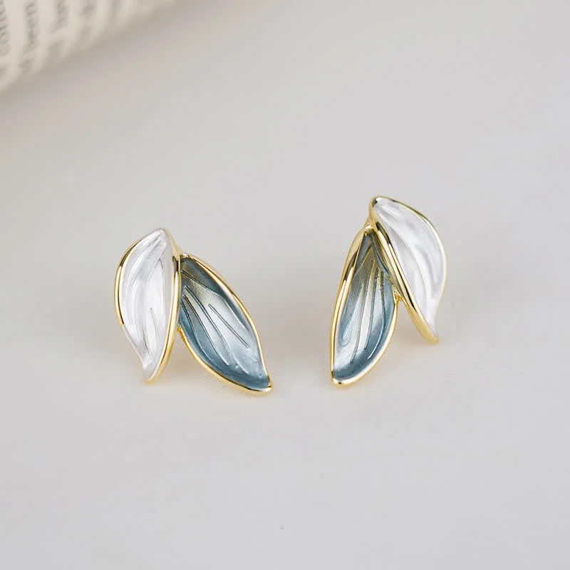 Women's Earrings – Elegant Designs for Every Personality--Buddha Stones Leaf Design Luck Stud Earrings