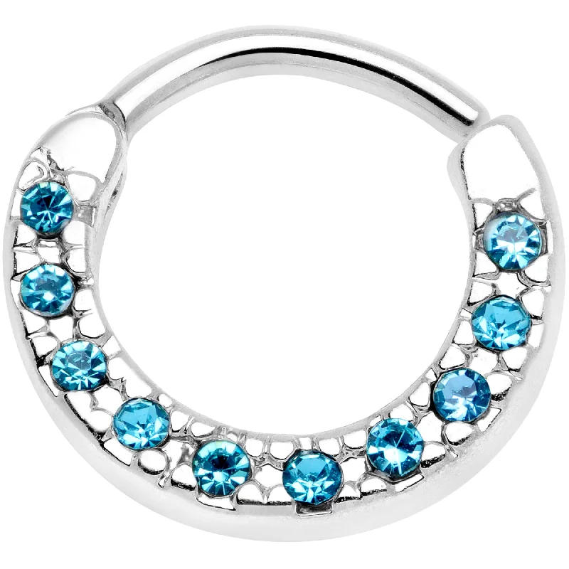 Women's Earrings – Elegant Designs for Every Personality--16 Gauge 5/16 Aqua Gem Paved Cartilage Clicker
