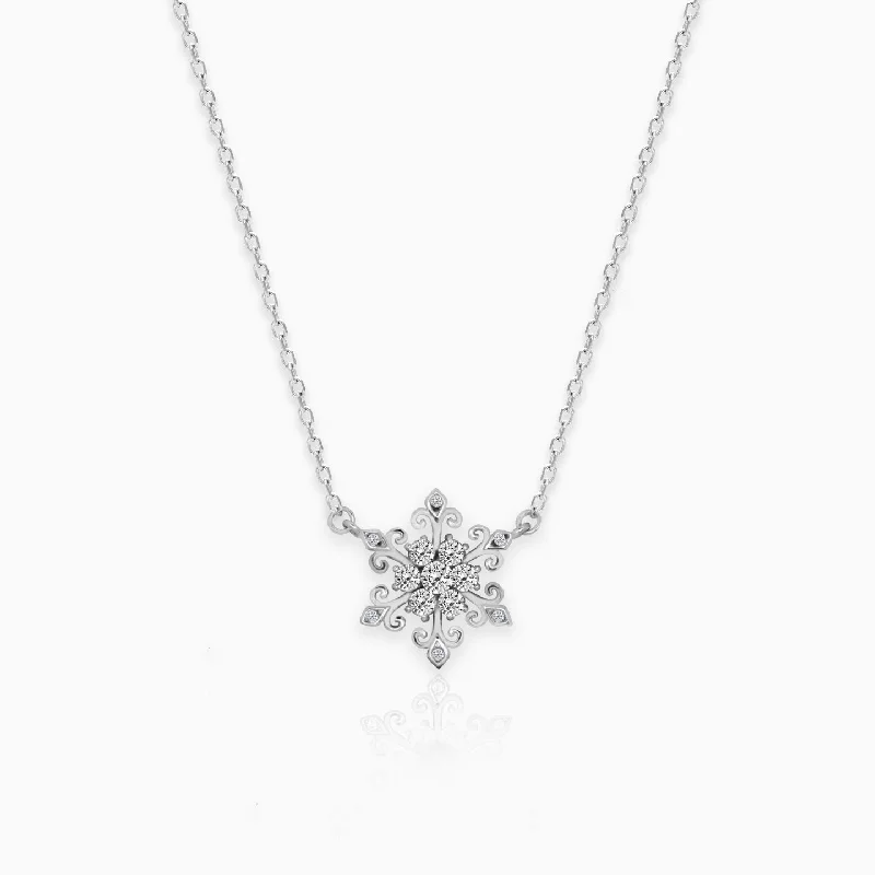Shop Classic Women's Necklaces & Pendants with a Modern Twist-Silver Snowflake Necklace Shop Classic Women's Necklaces & Pendants with a Modern Twist-Silver Snowflake Necklace