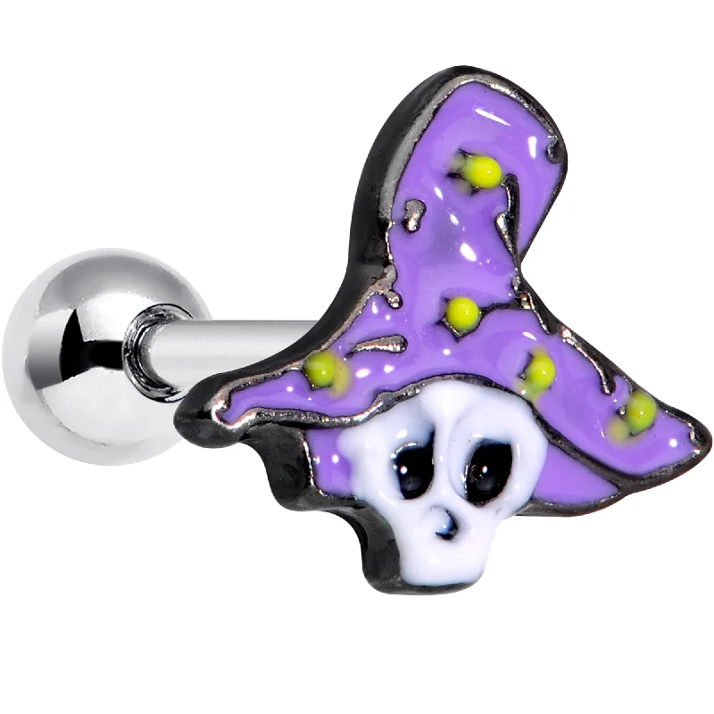 Women's Earrings – Elegant Designs for Every Personality--16 Gauge 1/4 Skull Purple Witch Hat Halloween Cartilage Tragus Earring Women's Earrings – Elegant Designs for Every Personality--16 Gauge 1/4 Skull Purple Witch Hat Halloween Cartilage Tragus Earring