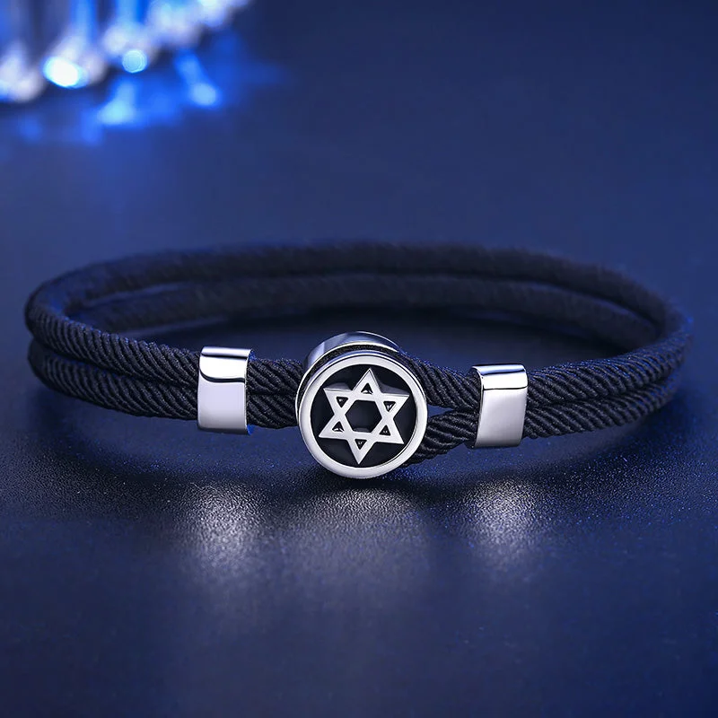 Personalized Braided Leather Bracelets for Men-Buddha Stones 925 Sterling Silver Star of David Calm Balance String Bracelet Personalized Braided Leather Bracelets for Men-Buddha Stones 925 Sterling Silver Star of David Calm Balance String Bracelet