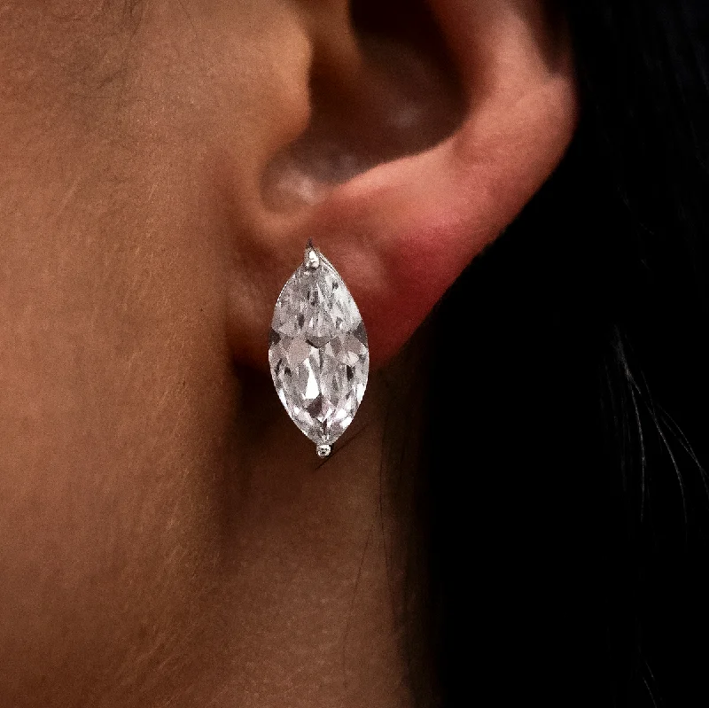 Women's Earrings – Elegant Designs for Every Personality--8mm Marquise Cut Diamond Stud Earrings in White Gold
