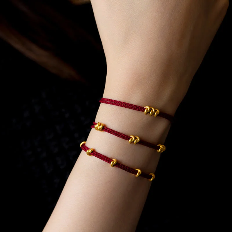 Fashion-Forward Bracelets for Men-Buddha Stones 999 Gold Wish Knot Design Handmade Luck Braided Rope Bracelet Fashion-Forward Bracelets for Men-Buddha Stones 999 Gold Wish Knot Design Handmade Luck Braided Rope Bracelet