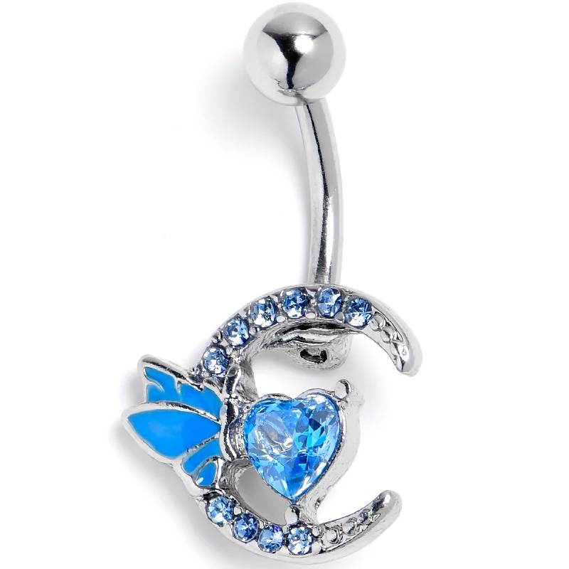 Beautiful Belly Rings for Fashion-Forward Looks -Blue Gem Butterfly Heart Moon Belly Ring Beautiful Belly Rings for Fashion-Forward Looks -Blue Gem Butterfly Heart Moon Belly Ring