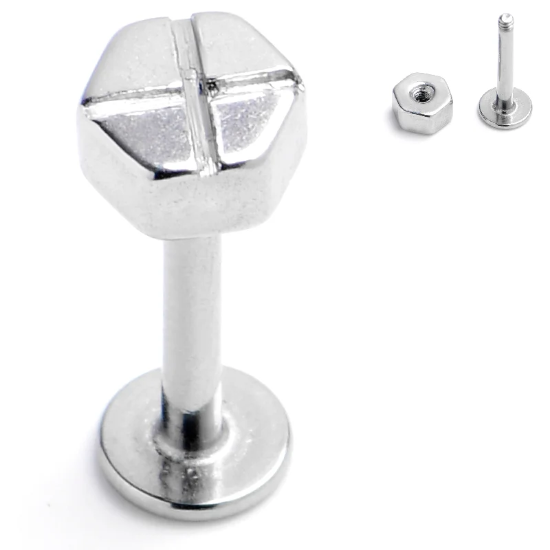 Custom Lip Rings with Unique Designs16 Gauge 5/16 Optical Illusion Screw Phillips Head Labret Monroe Tragus