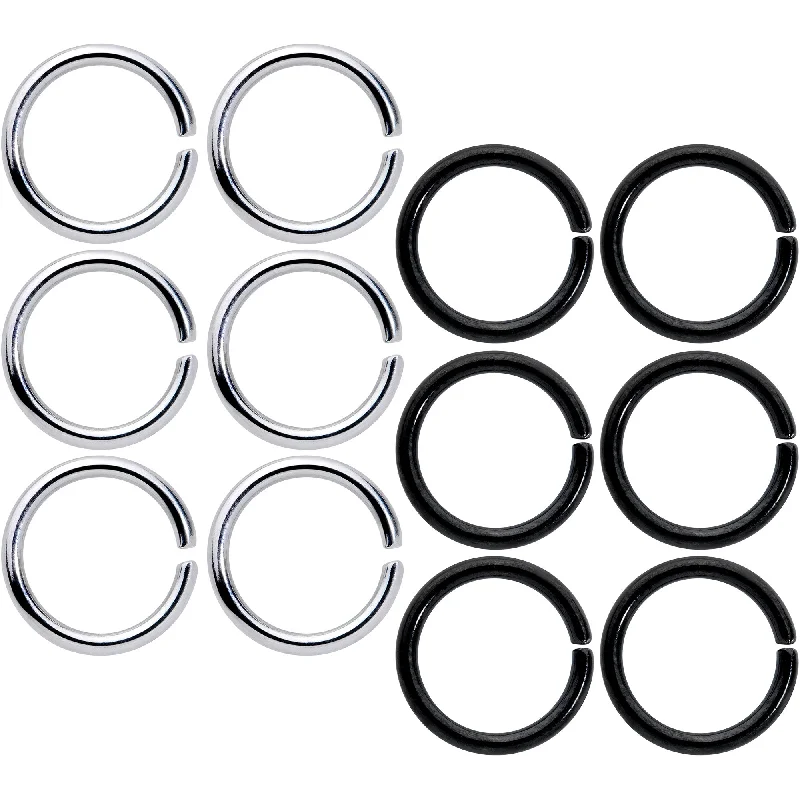 Nose Rings with Green Stones -16 Gauge 5/16 Steel Black Anodized Seamless Cartilage Ring Set of 12 Nose Rings with Green Stones -16 Gauge 5/16 Steel Black Anodized Seamless Cartilage Ring Set of 12