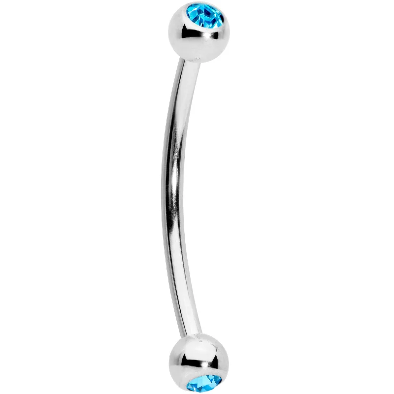 Women's Earrings – Elegant Designs for Every Personality--16 Gauge 9/16 Aqua Gem Ball End Curved Barbell