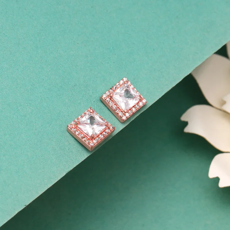 Women's Earrings – Elegant Designs for Every Personality--Rose Gold Snow White Studs