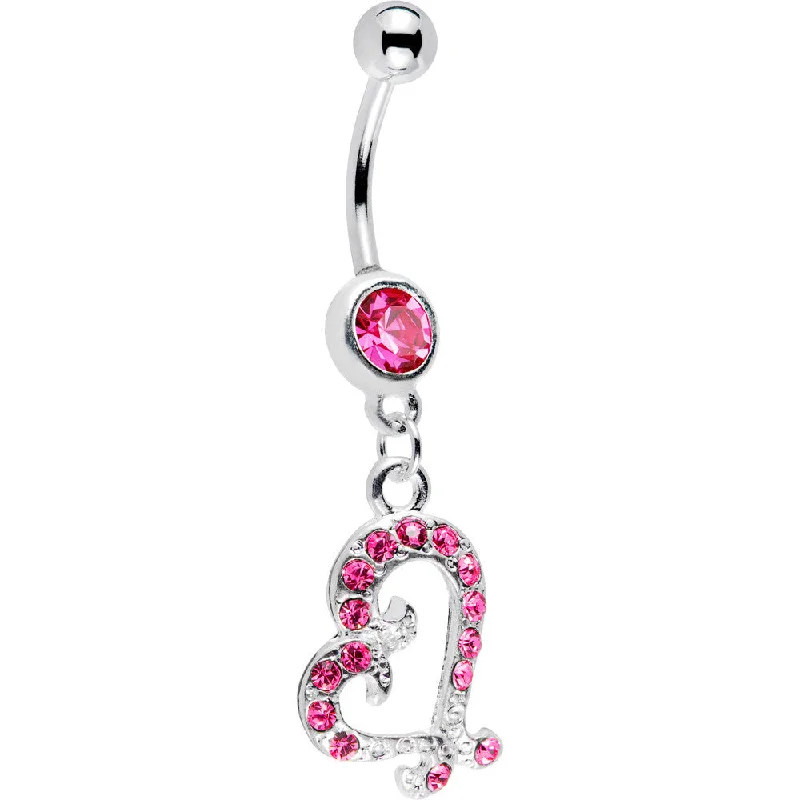 Unique Belly Rings with Colorful Stones -Pink Cubic Zirconia Endless Love Heart Belly Ring Unique Belly Rings with Colorful Stones -Pink Cubic Zirconia Endless Love Heart Belly Ring