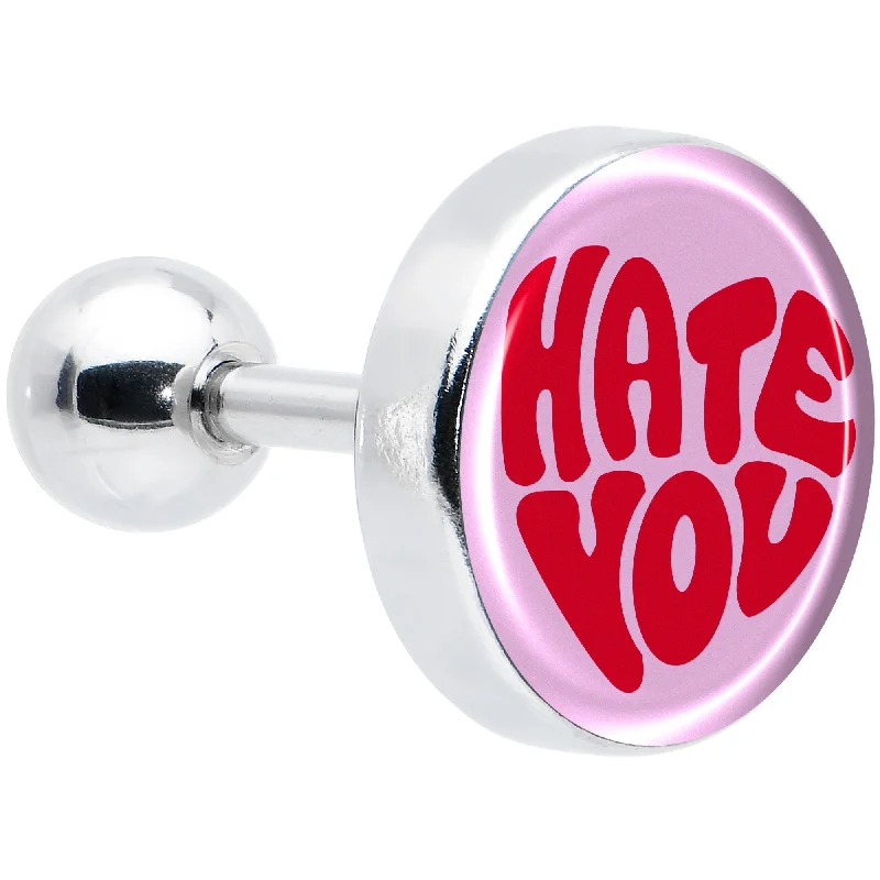 Women's Earrings – Elegant Designs for Every Personality--16 Gauge 1/4 Retro Text Hate You Tragus Cartilage Earring Women's Earrings – Elegant Designs for Every Personality--16 Gauge 1/4 Retro Text Hate You Tragus Cartilage Earring