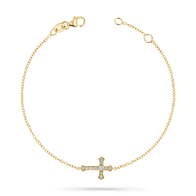 Men's Friendship Bracelets-Diamond Sideways Cross Bracelet