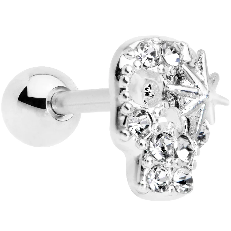 Women's Earrings – Elegant Designs for Every Personality--16 Gauge 1/4 Clear Gem Star Skull Cartilage Tragus Earring