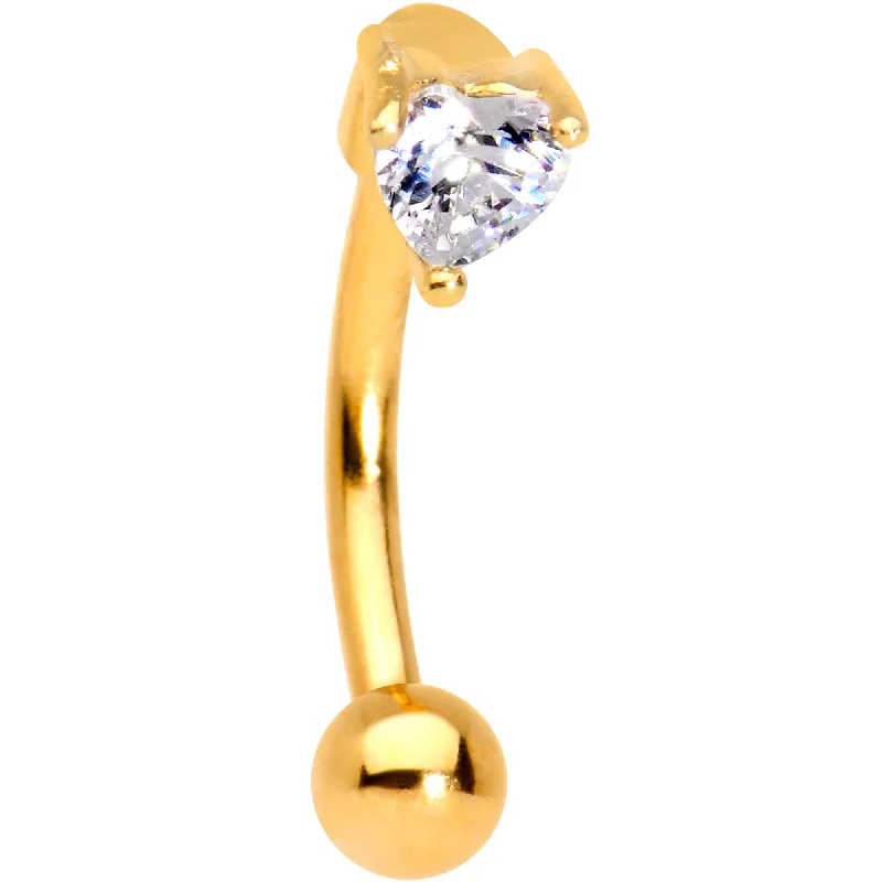 Women's Earrings – Elegant Designs for Every Personality--5/16 Clear Heart CZ Gem Gold IP Fashionista Curved Eyebrow Rook Earring Women's Earrings – Elegant Designs for Every Personality--5/16 Clear Heart CZ Gem Gold IP Fashionista Curved Eyebrow Rook Earring