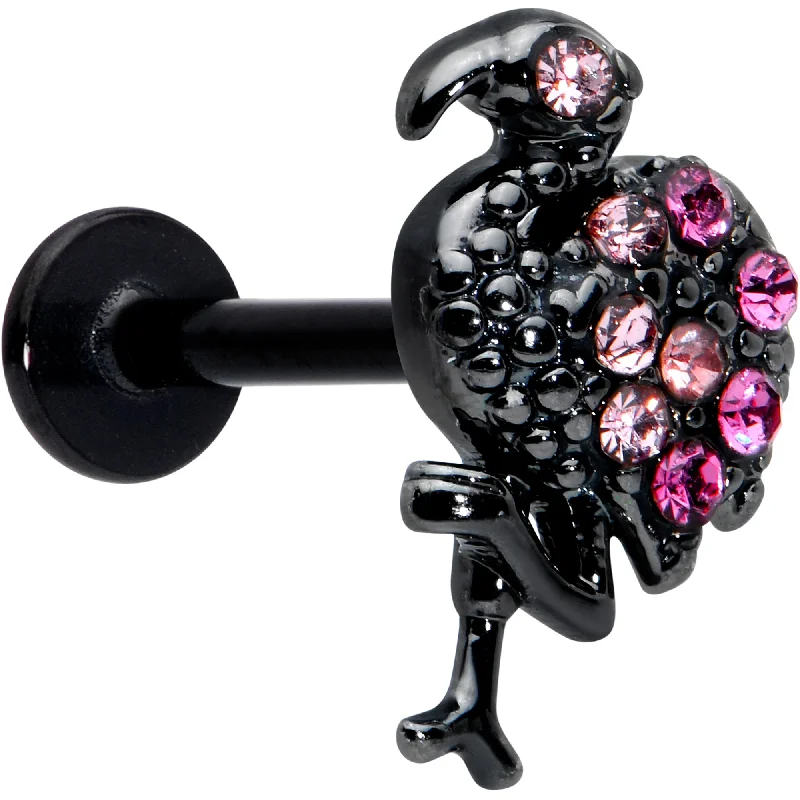 Classic Lip Rings with Simple Elegance16 Gauge 5/16 Pink Gem Black Fashion Flamingo Labret Monroe Tragus