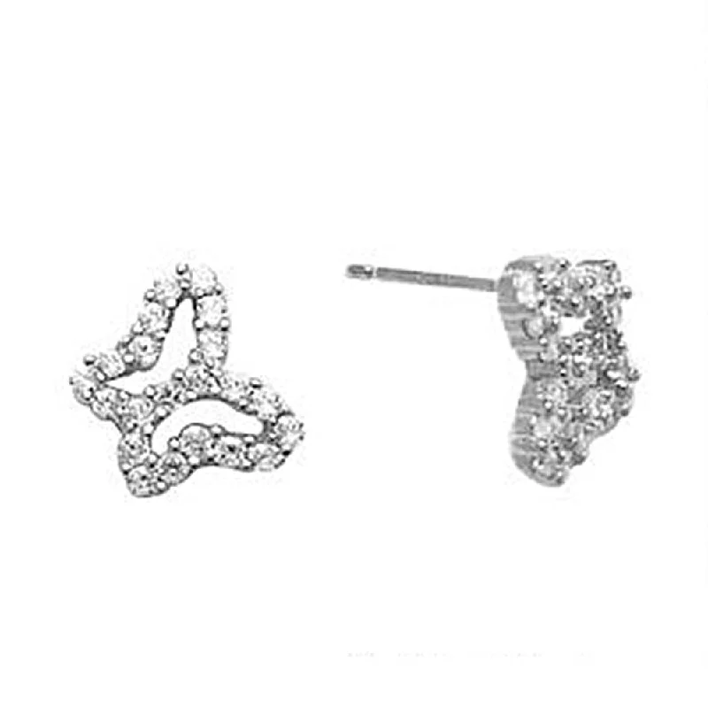 Women's Earrings – Elegant Designs for Every Personality--14kt White Gold CZ Hollow Butterfly Stud Earrings Women's Earrings – Elegant Designs for Every Personality--14kt White Gold CZ Hollow Butterfly Stud Earrings