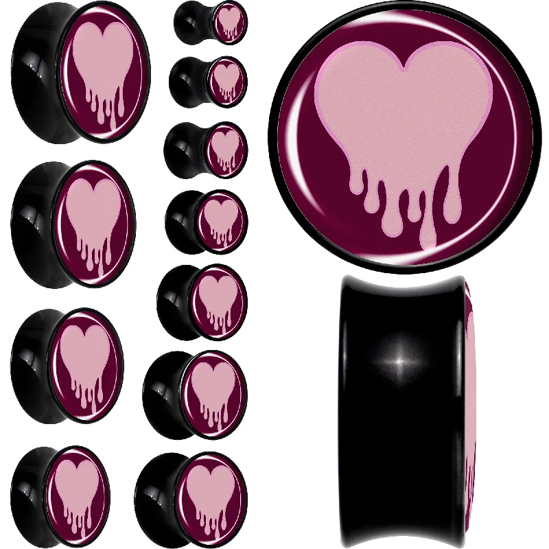Women's Earrings – Elegant Designs for Every Personality--Pinkish Melting Heart Black Acrylic Saddle Plug Set