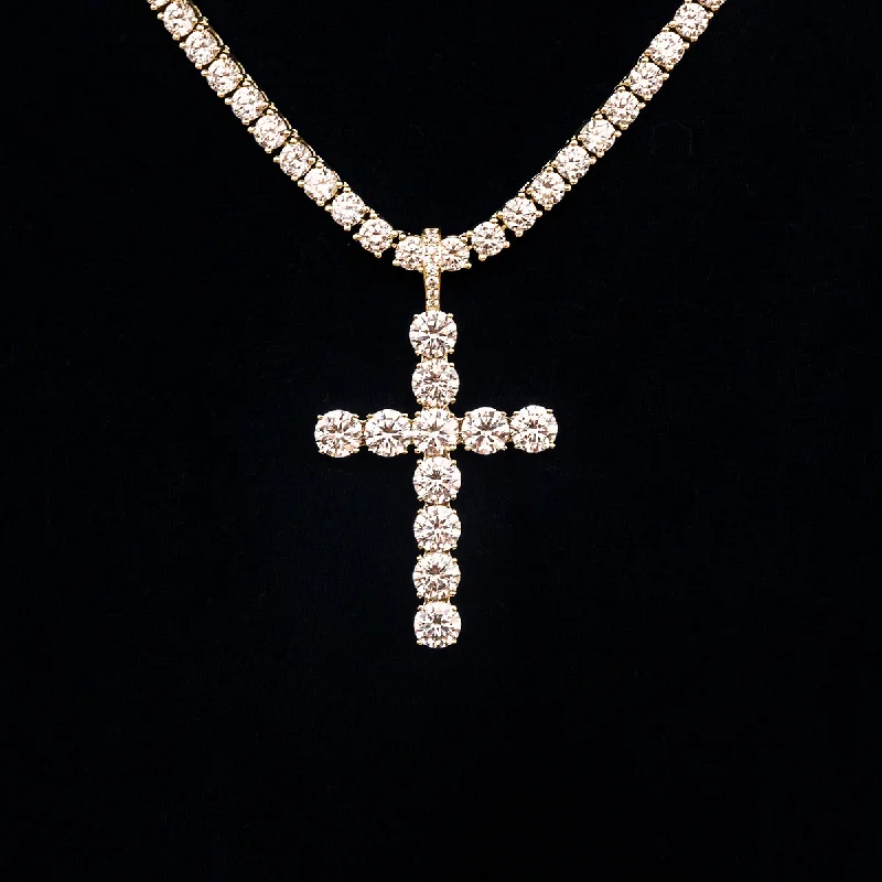 Exclusive Men's Necklaces & Pendants for the Modern Gentleman-Large Diamond Cross Pendant in Yellow Gold