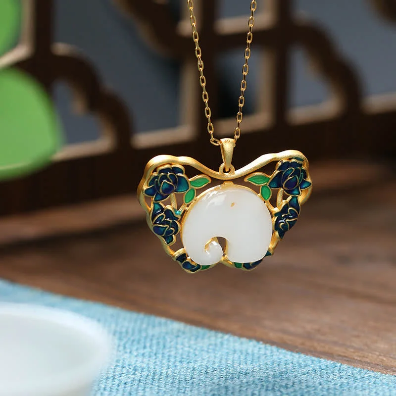 Shop Classic Women's Necklaces & Pendants with a Modern Twist-Buddha Stones White Jade Elephant Butterfly Lotus Success Necklace Chain Pendant Shop Classic Women's Necklaces & Pendants with a Modern Twist-Buddha Stones White Jade Elephant Butterfly Lotus Success Necklace Chain Pendant