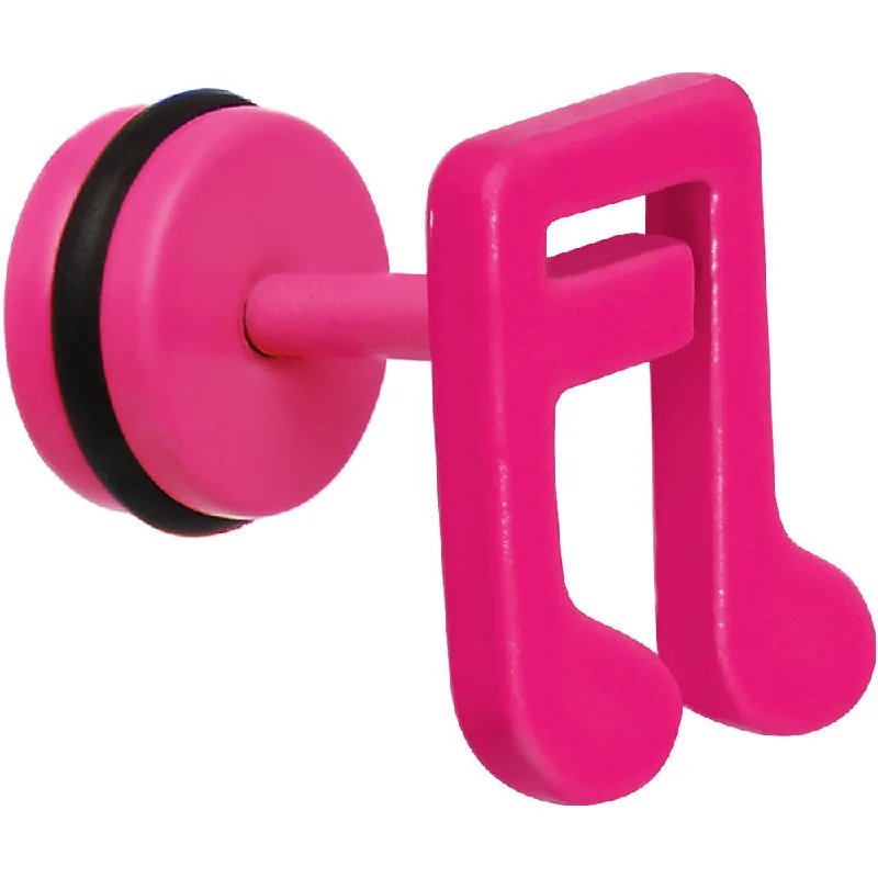 Women's Earrings – Elegant Designs for Every Personality--Pink Neon Enamel Music Note Cheater Plug