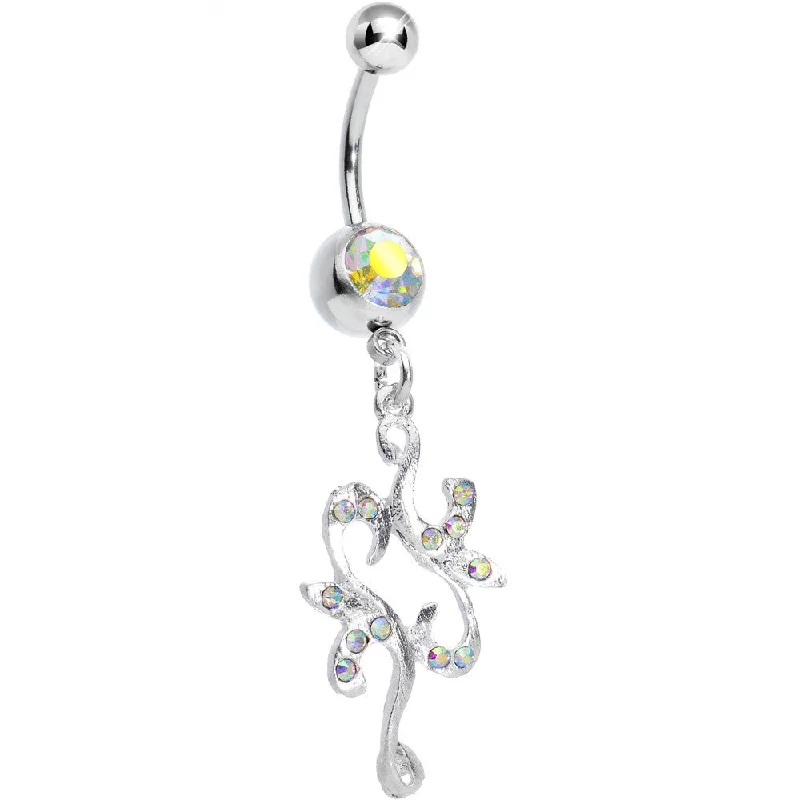 Classic Belly Rings for Elegant Style -Aurora Gem Twisted Separate Heart Dangle Belly Ring Classic Belly Rings for Elegant Style -Aurora Gem Twisted Separate Heart Dangle Belly Ring