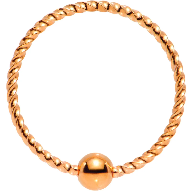 Easy-Wear Nose Rings -20 Gauge 3/8 Rose Gold Tone Anodized So Twisted Captive Style Seamless Ring Easy-Wear Nose Rings -20 Gauge 3/8 Rose Gold Tone Anodized So Twisted Captive Style Seamless Ring