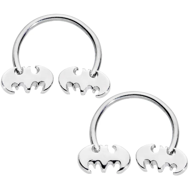 Women's Earrings – Elegant Designs for Every Personality--18 Gauge 3/8 Licensed DC Comics Batman Horseshoe Circular Barbell Set