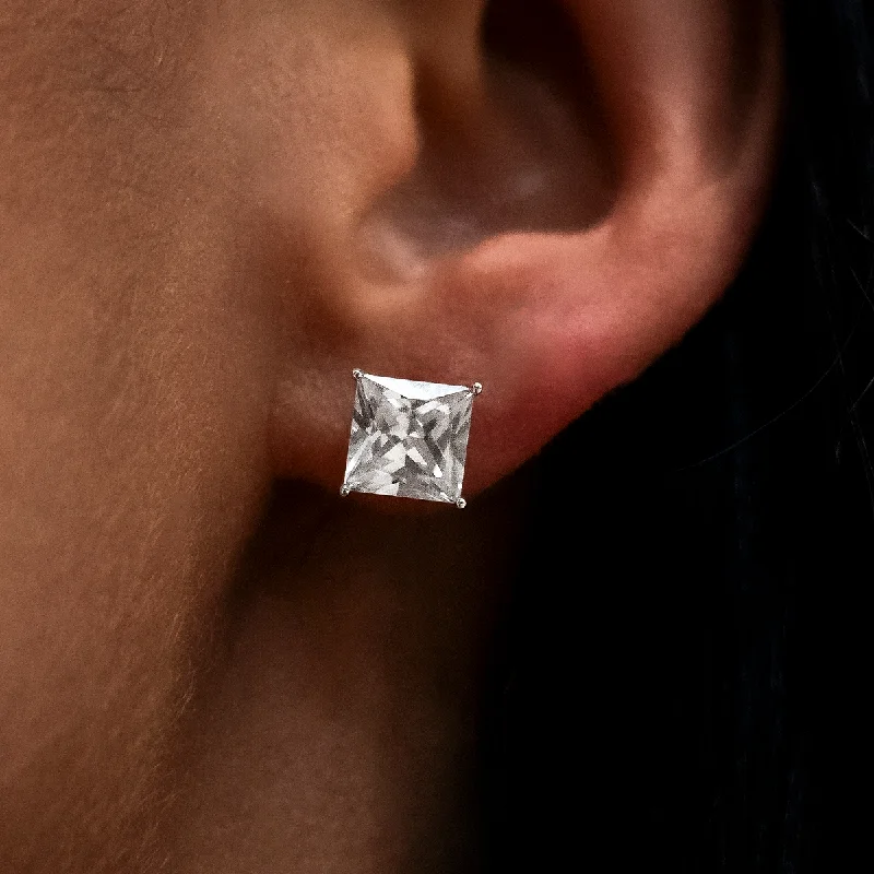 Women's Earrings – Elegant Designs for Every Personality--7mm Princess Cut Diamond Stud Earrings in White Gold