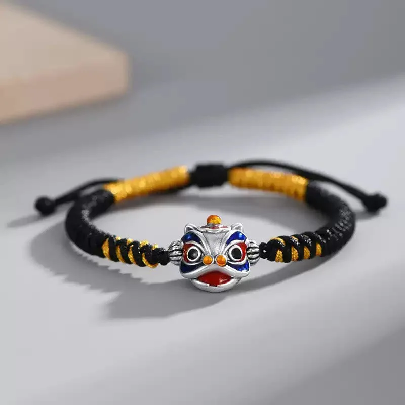 Elegant Wedding Bangles for Women-Buddha Stones Handmade Dancing Lion Luck Braided String Bracelet Elegant Wedding Bangles for Women-Buddha Stones Handmade Dancing Lion Luck Braided String Bracelet