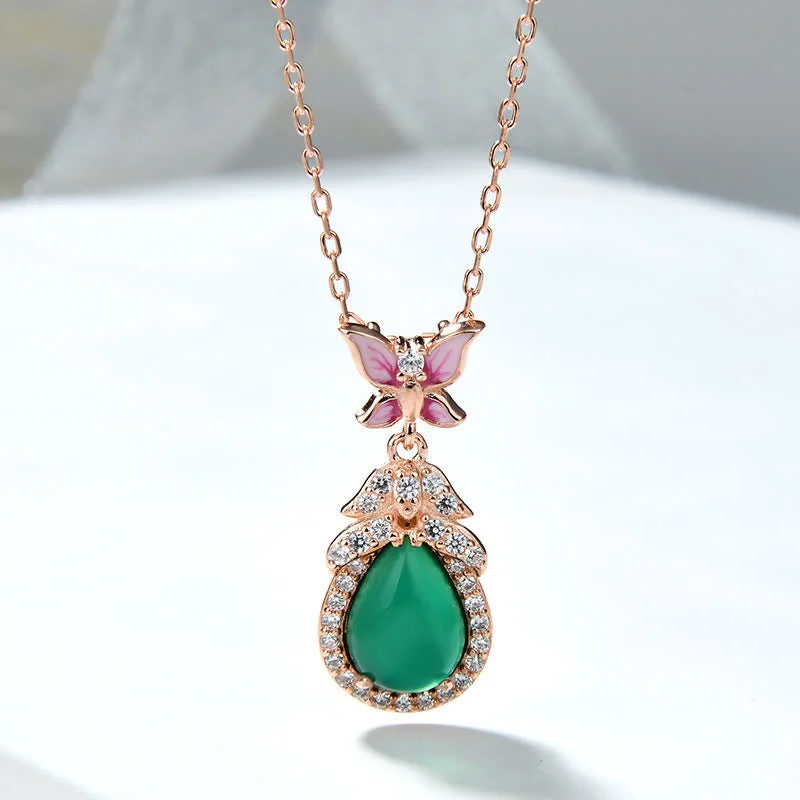 Shop Classic Women's Necklaces & Pendants with a Modern Twist-Buddha Stones 925 Sterling Silver Green Chalcedony Butterfly Zircon Courage Necklace Pendant Shop Classic Women's Necklaces & Pendants with a Modern Twist-Buddha Stones 925 Sterling Silver Green Chalcedony Butterfly Zircon Courage Necklace Pendant