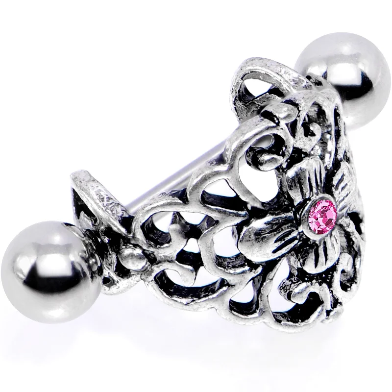 Women's Earrings – Elegant Designs for Every Personality--16 Gauge 1/2 Pink Gem Filigree Floral Cuff Cartilage Earring Women's Earrings – Elegant Designs for Every Personality--16 Gauge 1/2 Pink Gem Filigree Floral Cuff Cartilage Earring