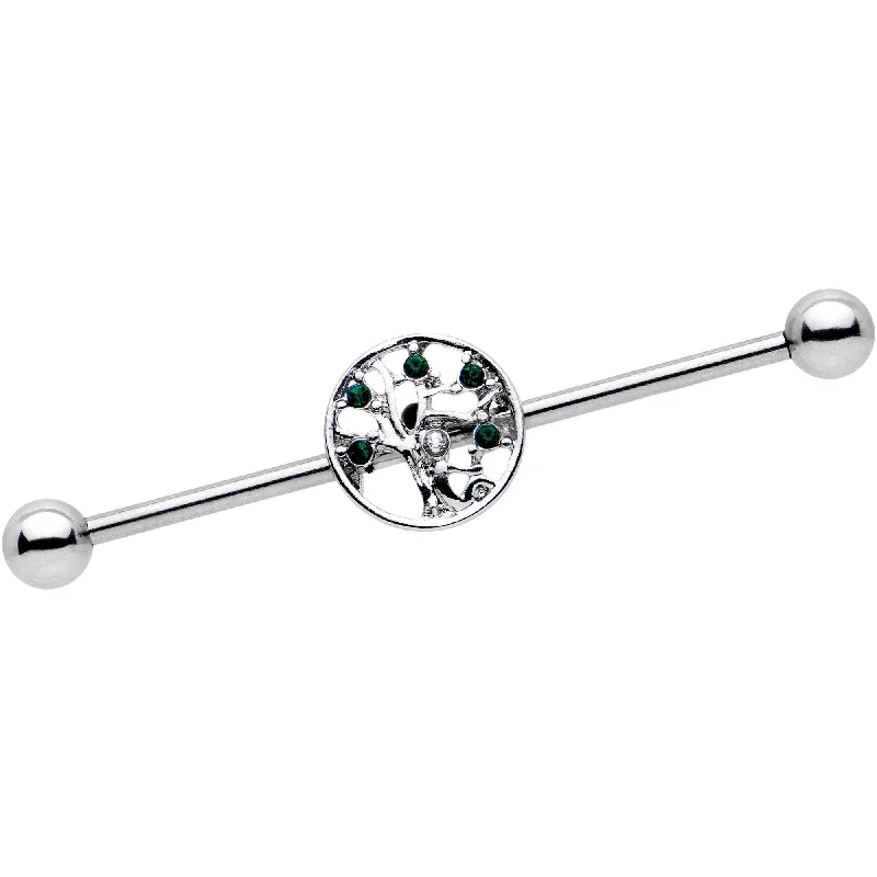 Women's Earrings – Elegant Designs for Every Personality--Clear Green Gem Fruity Tree of Life Industrial Barbell 38mm Women's Earrings – Elegant Designs for Every Personality--Clear Green Gem Fruity Tree of Life Industrial Barbell 38mm