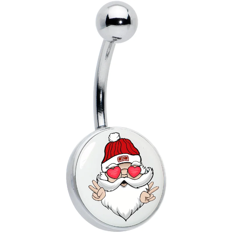 Comfortable Belly Rings with Elegant Finish -Christmas Peace Love Santa Belly Ring