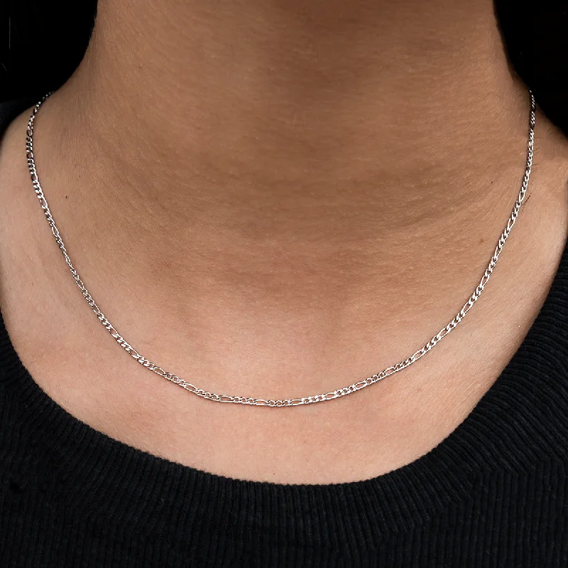 Shop Classic Women's  Necklaces & Pendants with a Modern Twist-Figaro Necklace in White Gold- 2mm