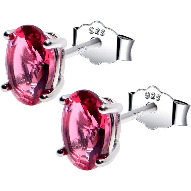 Women's Earrings – Elegant Designs for Every Personality--5mm CZ  Oval 925 Sterling Silver July Birthstone Stud Earrings