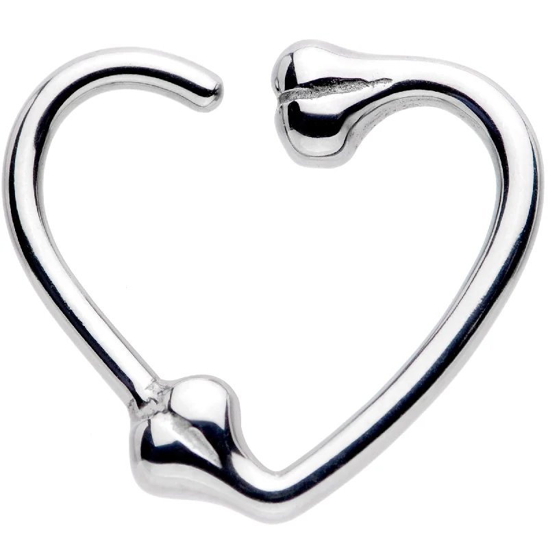 Lip Rings with Multicolored Stones16 Gauge 3/8 Bone Heart Left Ear Closure Ring