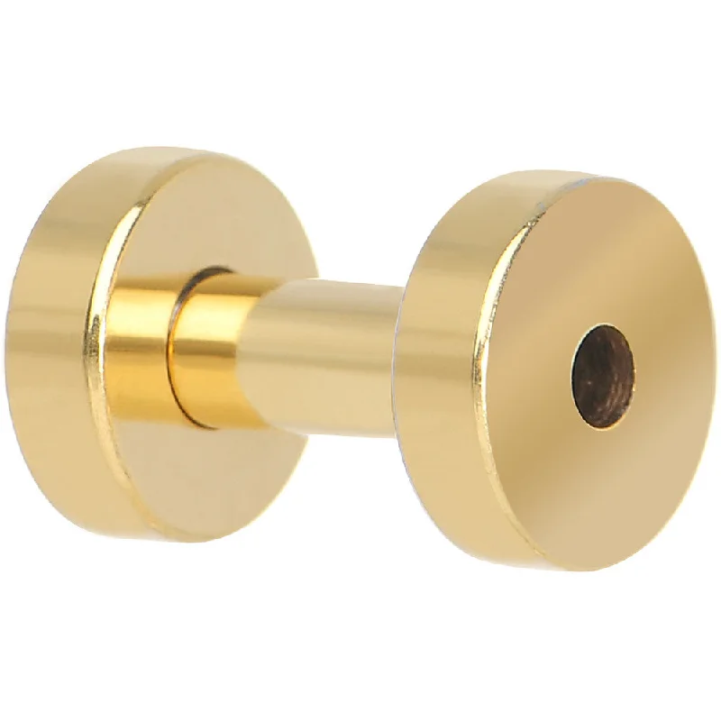 Women's Earrings – Elegant Designs for Every Personality--10 Gauge PVD Gold Titanium Screw Fit Tunnel