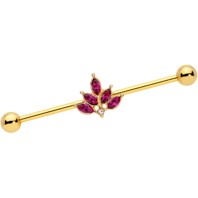 Women's Earrings – Elegant Designs for Every Personality--14 Gauge Dark Red Gem Gold Tone Autumn Leaves Industrial Barbell 38mm Women's Earrings – Elegant Designs for Every Personality--14 Gauge Dark Red Gem Gold Tone Autumn Leaves Industrial Barbell 38mm