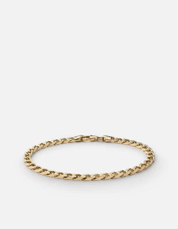 Designer Bracelets for Men-4mm Cuban Chain Bracelet, Gold Vermeil