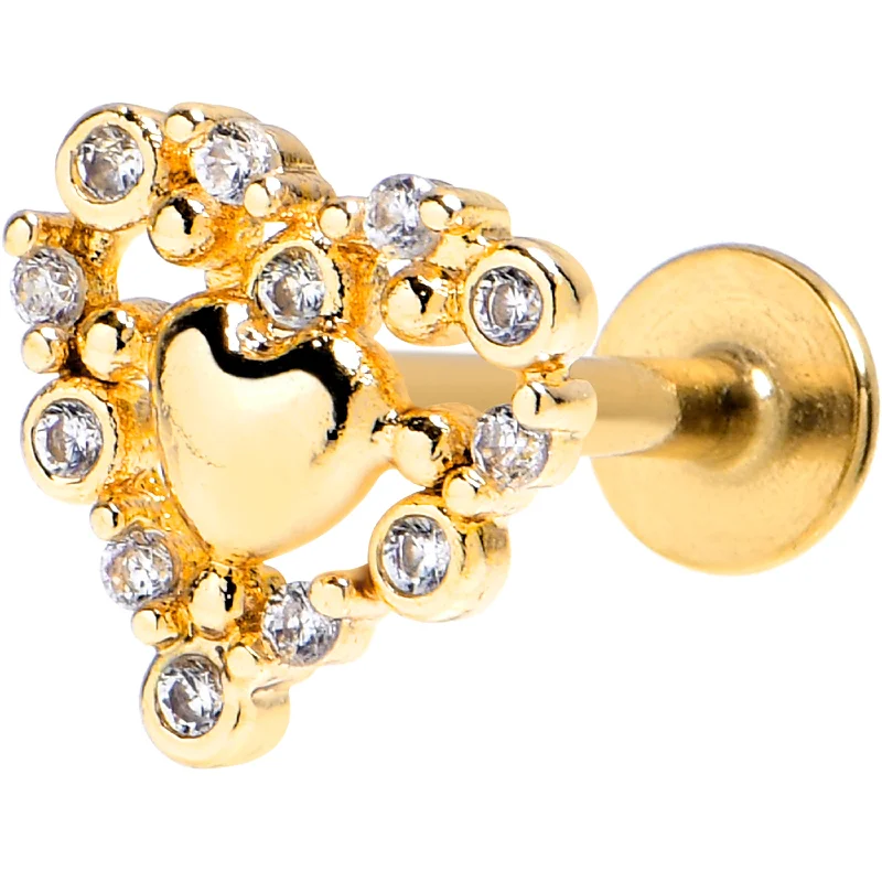 Unique Lip Rings with Custom Designs16 Gauge 5/16 Clear CZ Gem Gold Tone Heart Duo Labret Monroe Tragus Unique Lip Rings with Custom Designs16 Gauge 5/16 Clear CZ Gem Gold Tone Heart Duo Labret Monroe Tragus