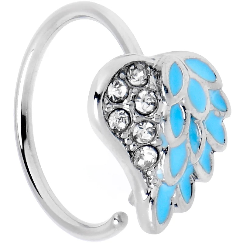 Simple and Stylish Nose Rings for Fashion -20 Gauge 5/16 Clear Gem Heavenly Heart Angel Wing Blue Nose Hoop Simple and Stylish Nose Rings for Fashion -20 Gauge 5/16 Clear Gem Heavenly Heart Angel Wing Blue Nose Hoop