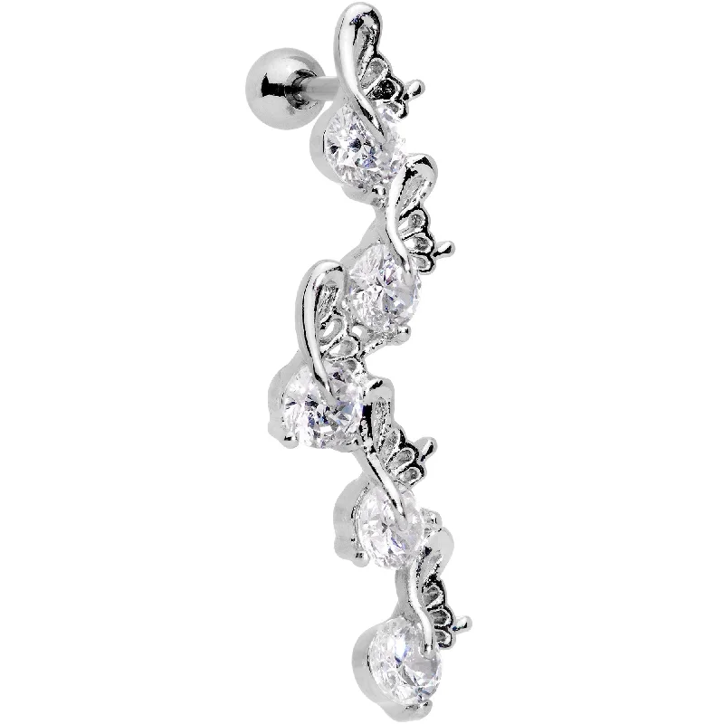 Women's Earrings – Elegant Designs for Every Personality--1/4 Clear Gem Butterfly Cascade Tragus Cartilage Earring Women's Earrings – Elegant Designs for Every Personality--1/4 Clear Gem Butterfly Cascade Tragus Cartilage Earring