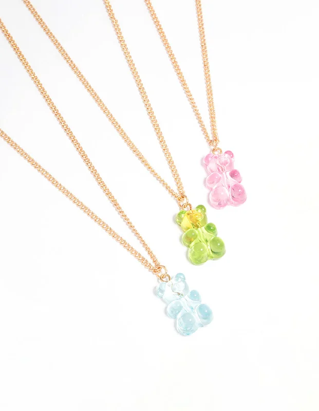 Shop Classic Women's Necklaces & Pendants with a Modern Twist-Gold Acrylic Gummy Bear Necklace 3-Pack Shop Classic Women's Necklaces & Pendants with a Modern Twist-Gold Acrylic Gummy Bear Necklace 3-Pack