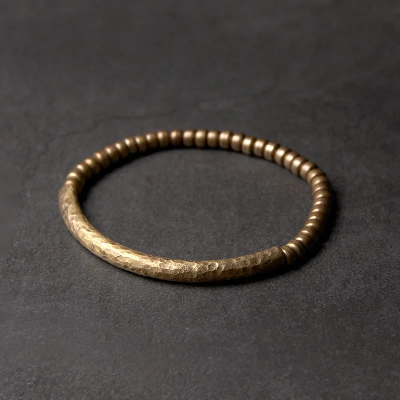 Men's Engraved Bracelets for Special Occasions-Buddha Stones Simple Design Copper Brass Bead Luck Wealth Bracelet Men's Engraved Bracelets for Special Occasions-Buddha Stones Simple Design Copper Brass Bead Luck Wealth Bracelet