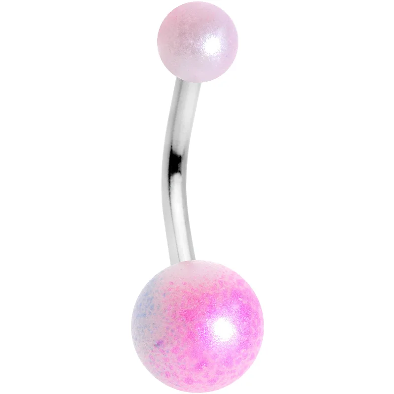 Stylish Belly Rings with Vibrant Colors -Pink White Pearlescent Acrylic Ball Belly Ring Stylish Belly Rings with Vibrant Colors -Pink White Pearlescent Acrylic Ball Belly Ring